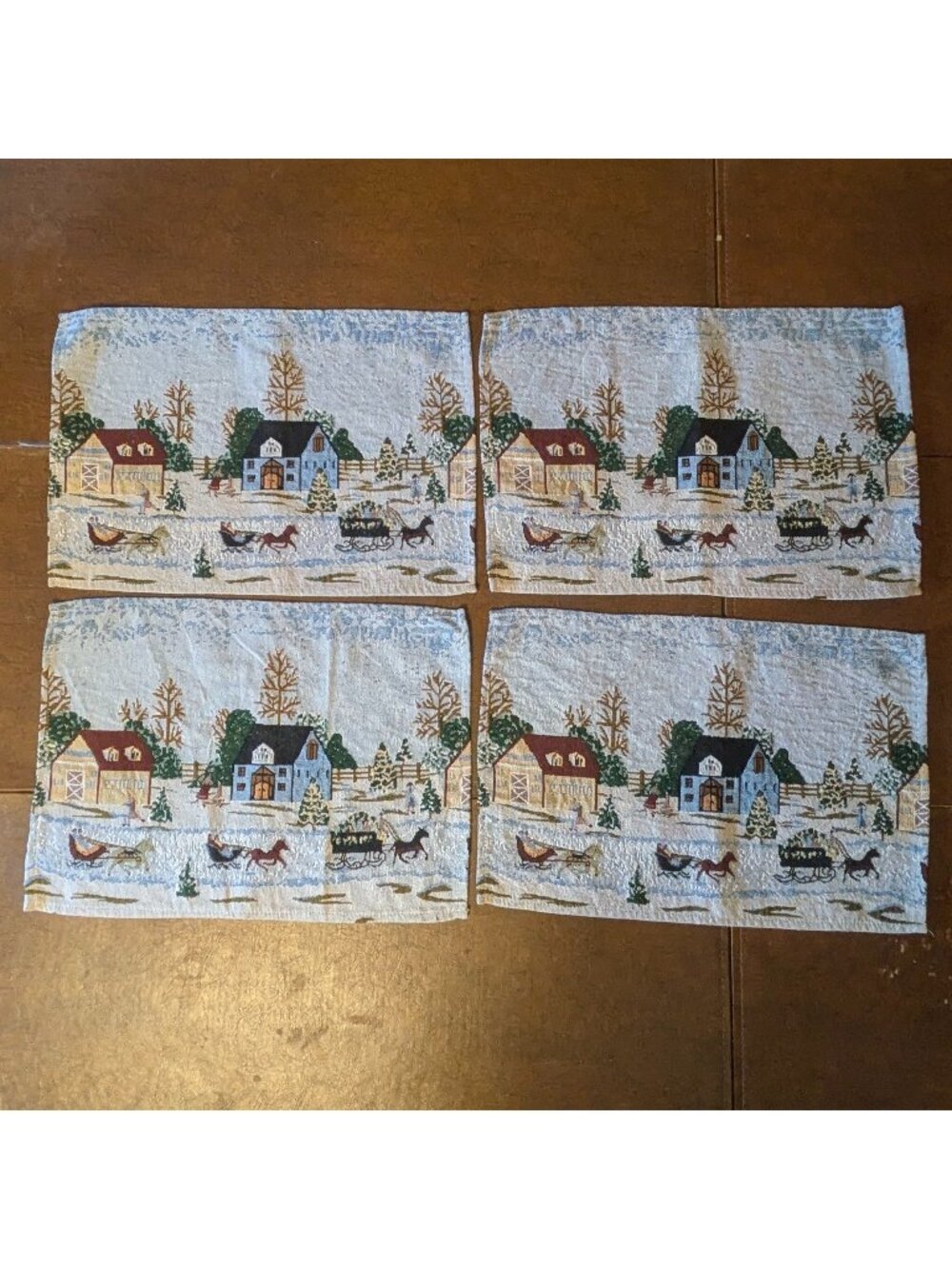 Christmas Winter Scene Placemats Set Of 4 By Collections Etc Polyester Blend